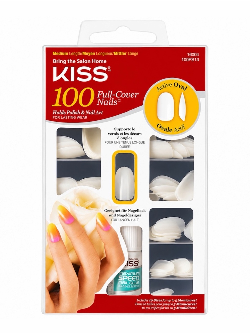 KISS 100 FULL COVER NAILS ACTIVE OVAL (MEDIUM LENGTH) BRAND NEW